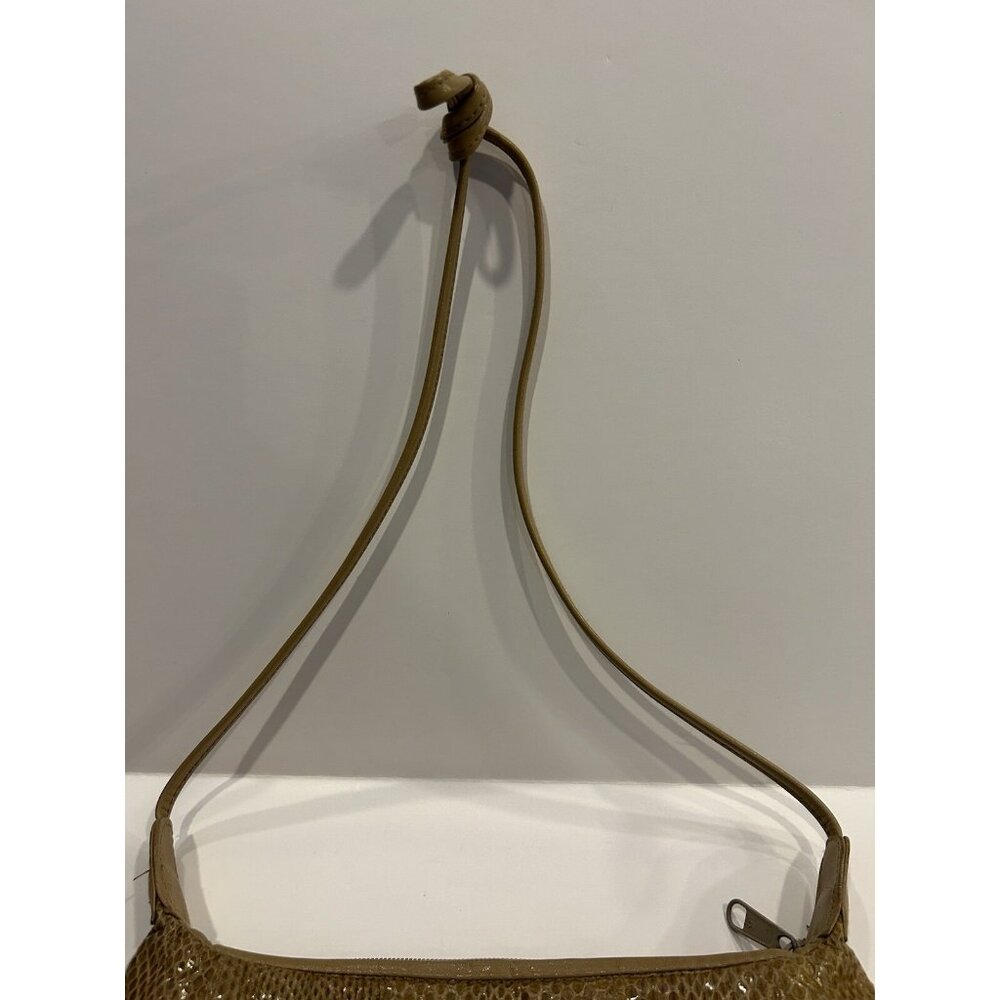 Clemente Vintage Snake Skin Shoulder Purse Tan / Brown With Strap Zipper Closure - Picture 6 of 16
